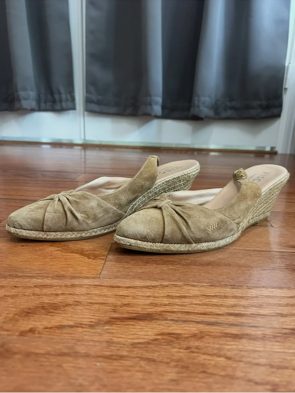 Viscata Spain Taupe Suede Espadrille Wedge Sandals Size 41 Slingback